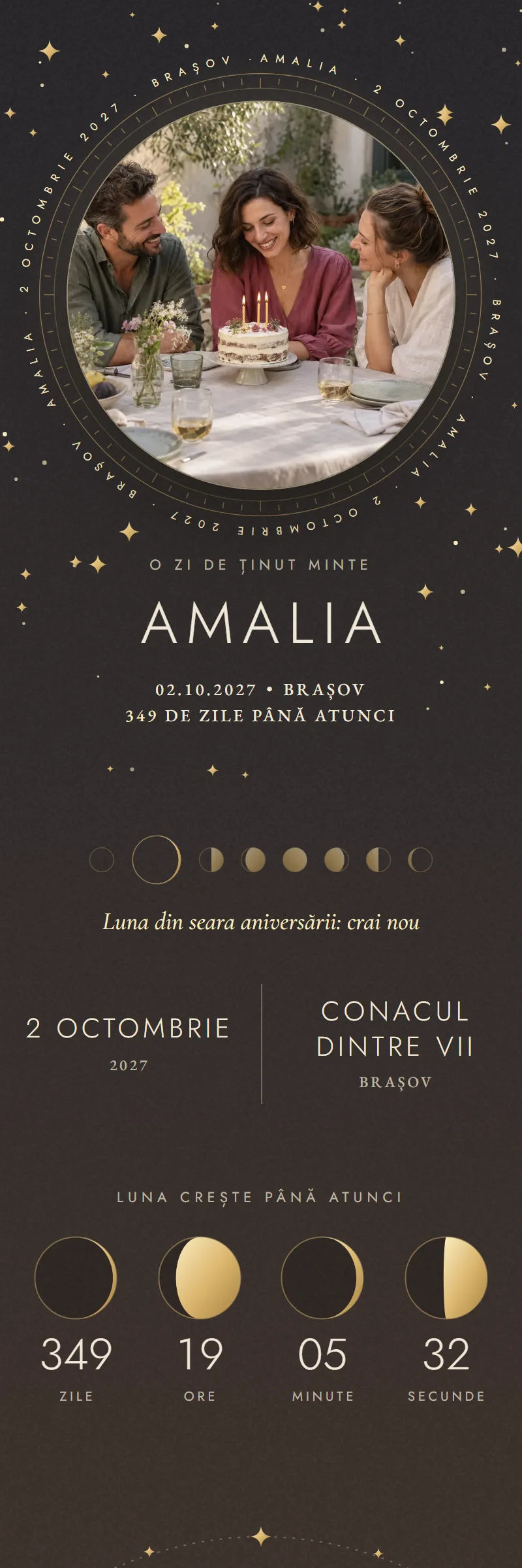 Invitație online de Aniversare importantă, modelul Eclipsa