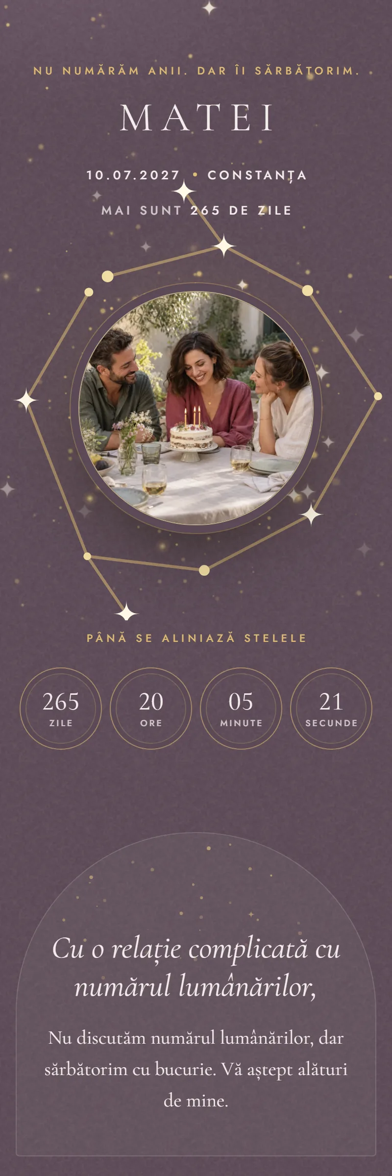 Invitație online de Aniversare importantă, modelul Lună Plină