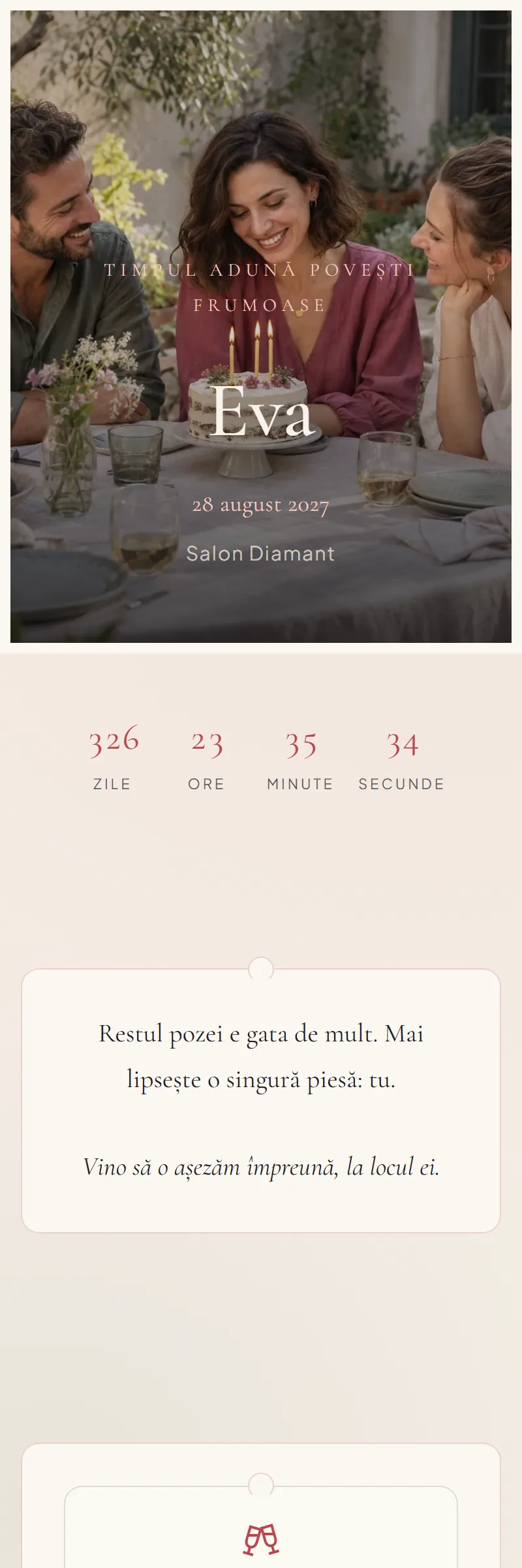 Invitație online de Aniversare importantă, modelul Piesa lipsă