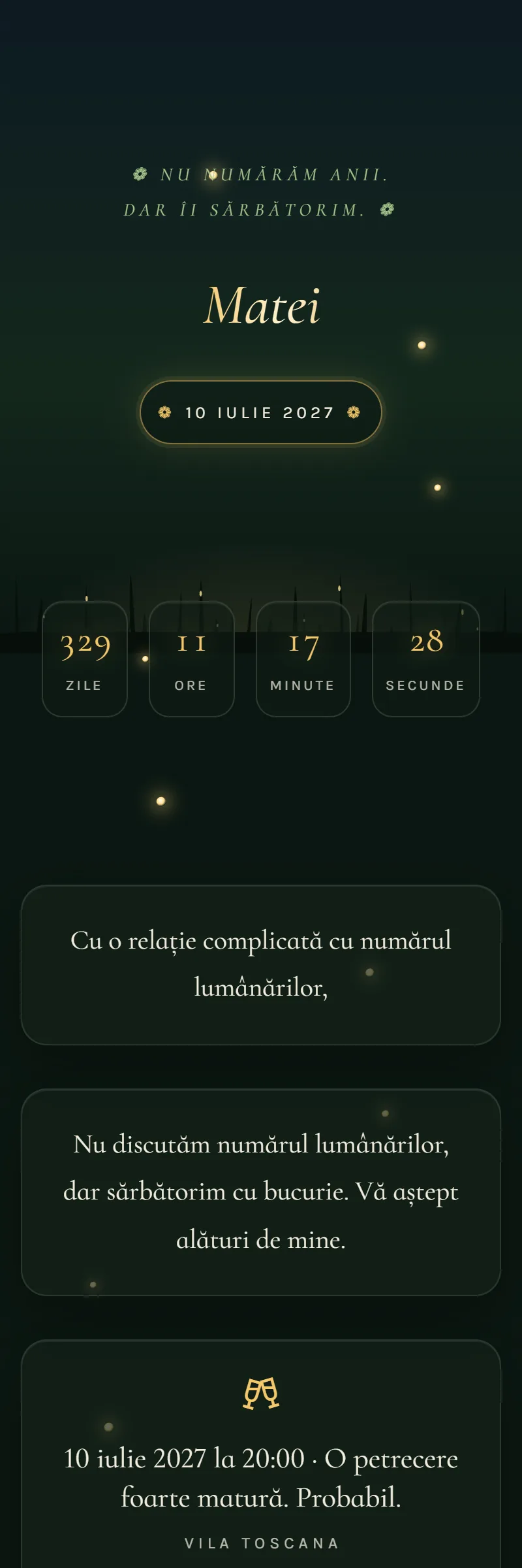Invitație online de Aniversare, modelul Noaptea de Sânziene