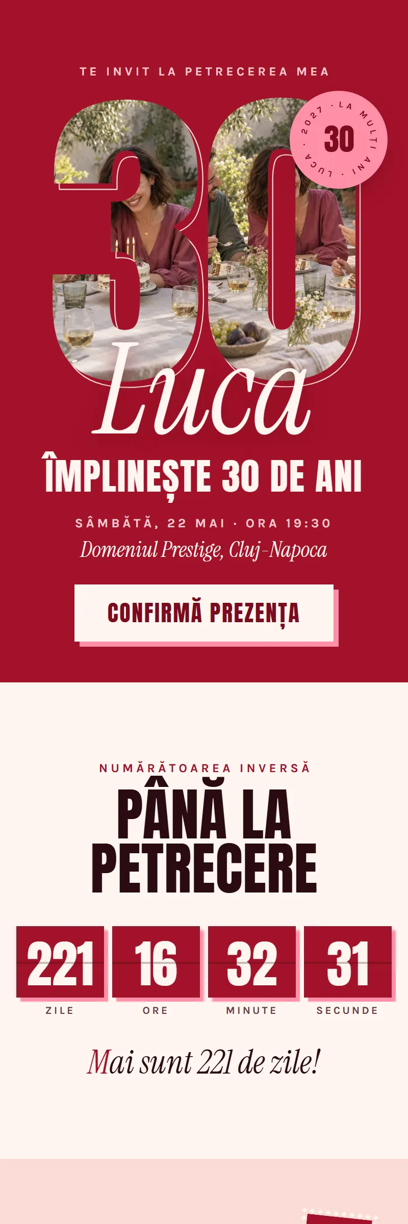Invitație online de Aniversare importantă, modelul Tabela de Scor