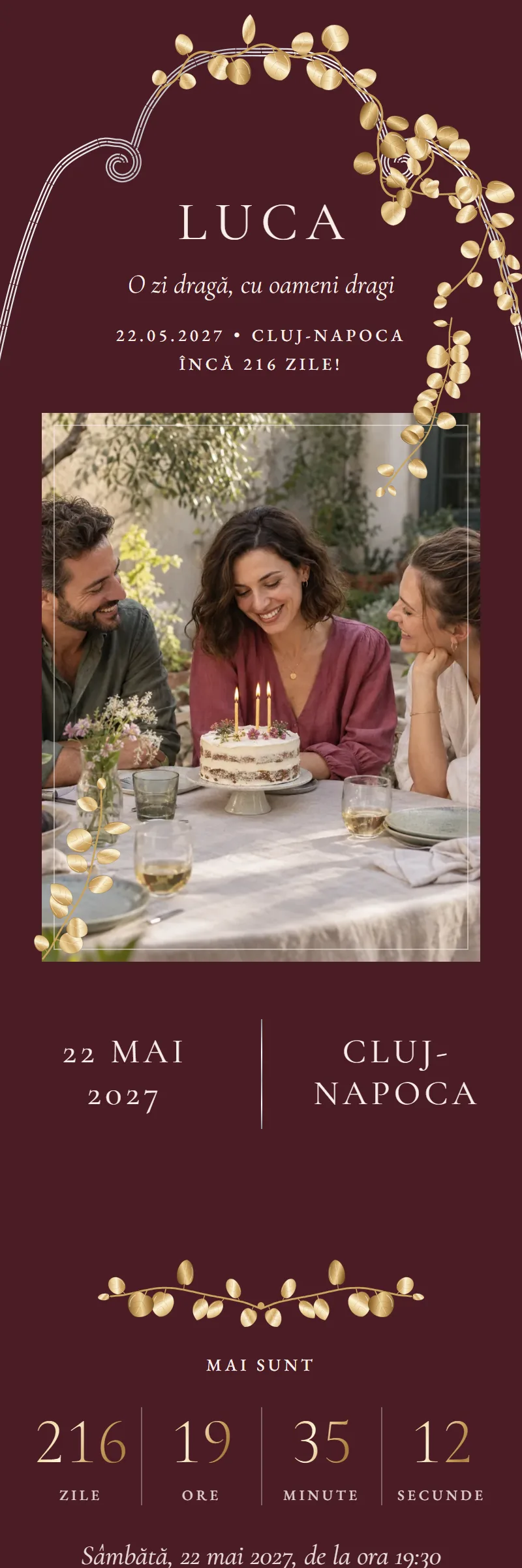 Invitație online de Aniversare importantă, modelul Coroana de Argint