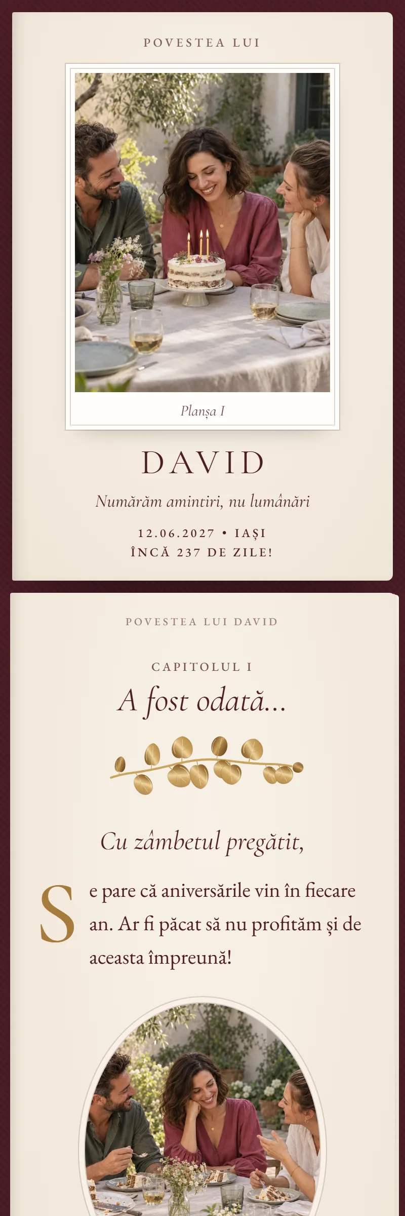 Invitație online de Aniversare importantă, modelul Cartea de Povești