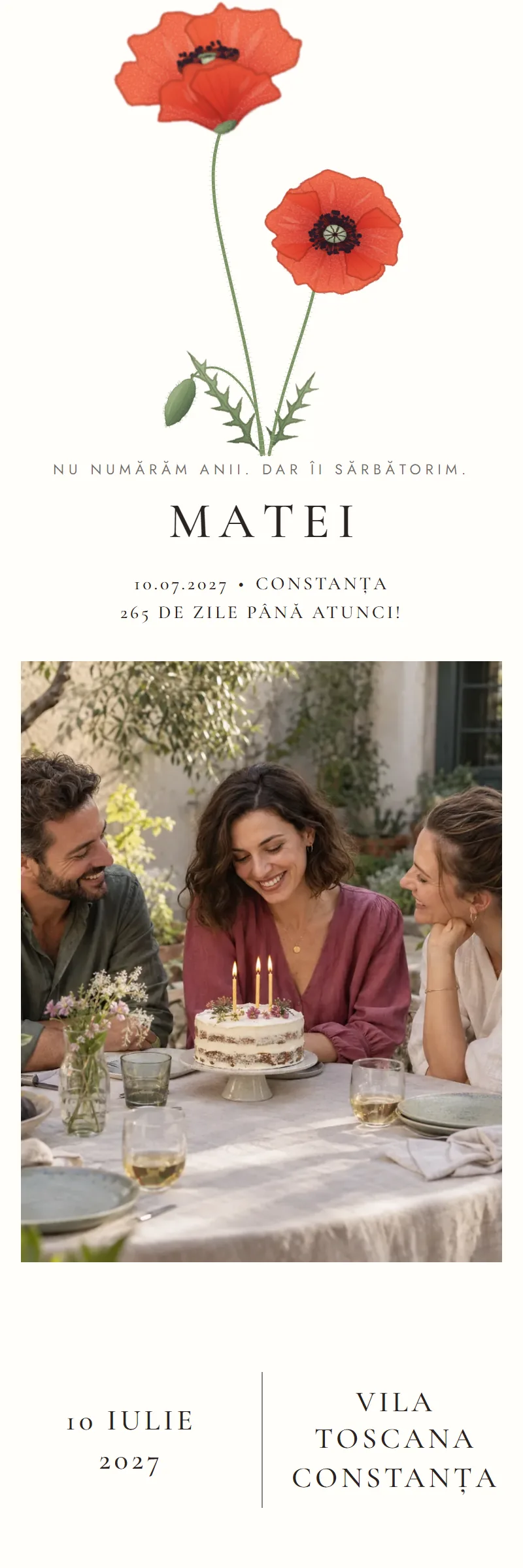 Invitație online de Aniversare importantă, modelul Doi Maci