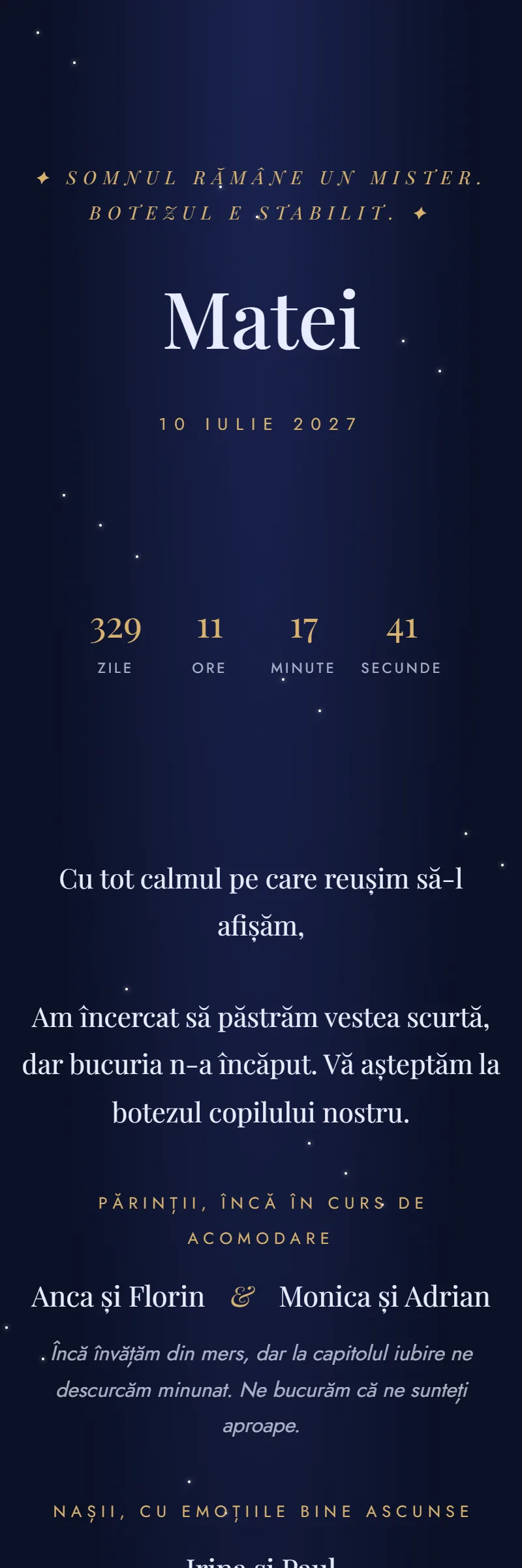 Invitație online de Botez, modelul Celestă