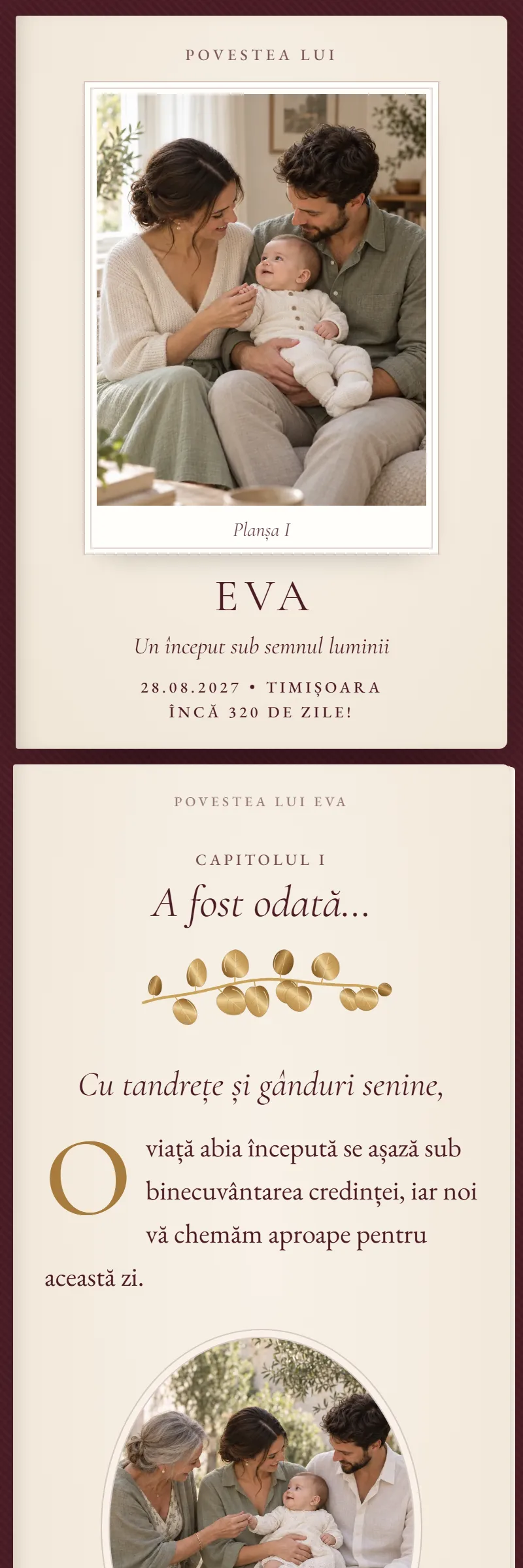 Invitație online de Botez, modelul Cartea de Povești