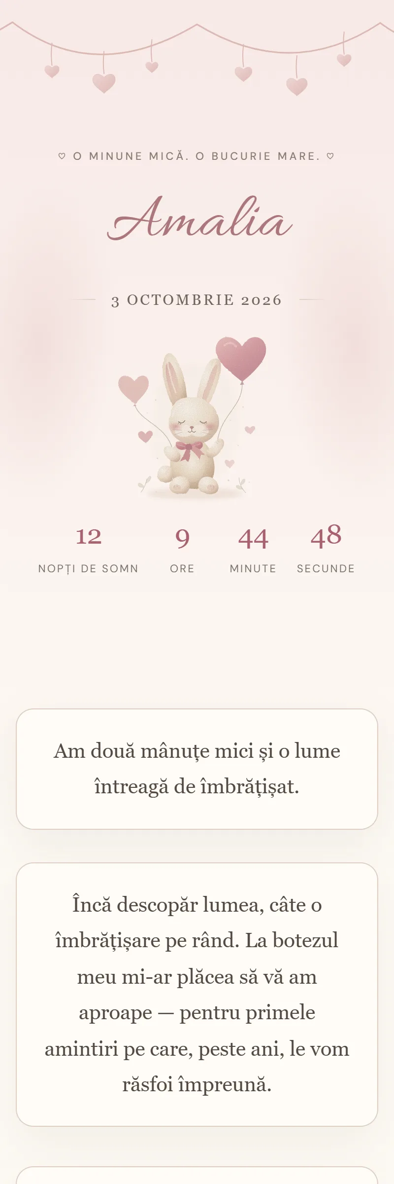 Invitație online de Botez, modelul Mânuțe mici