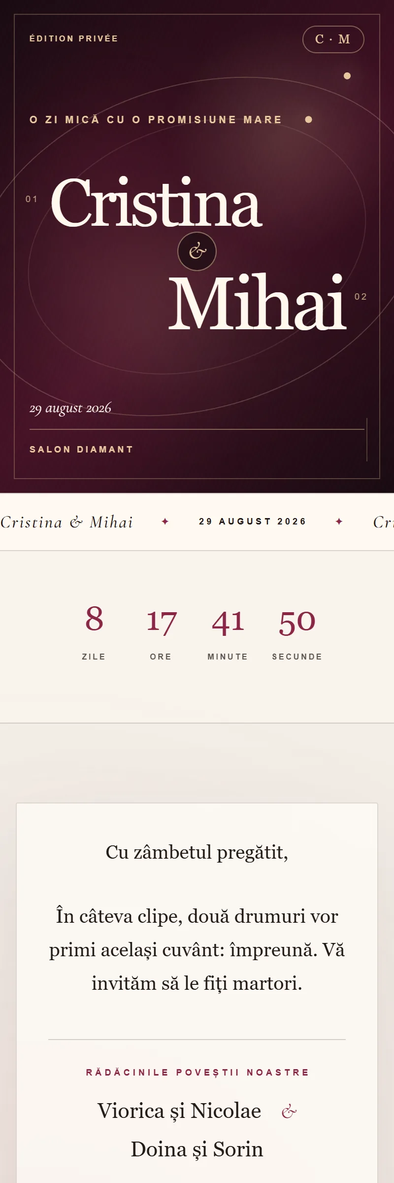 Invitație online de Cununie Civilă, modelul Édition Privée