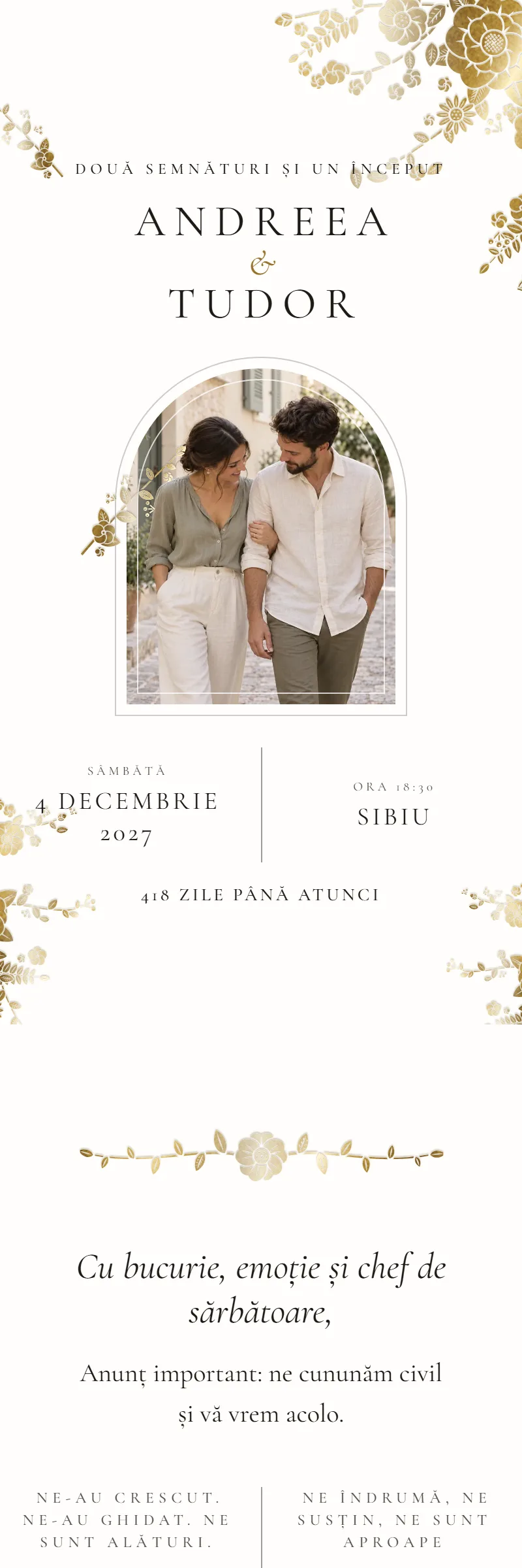 Invitație online de Cununie Civilă, modelul Arcada de Dantelă