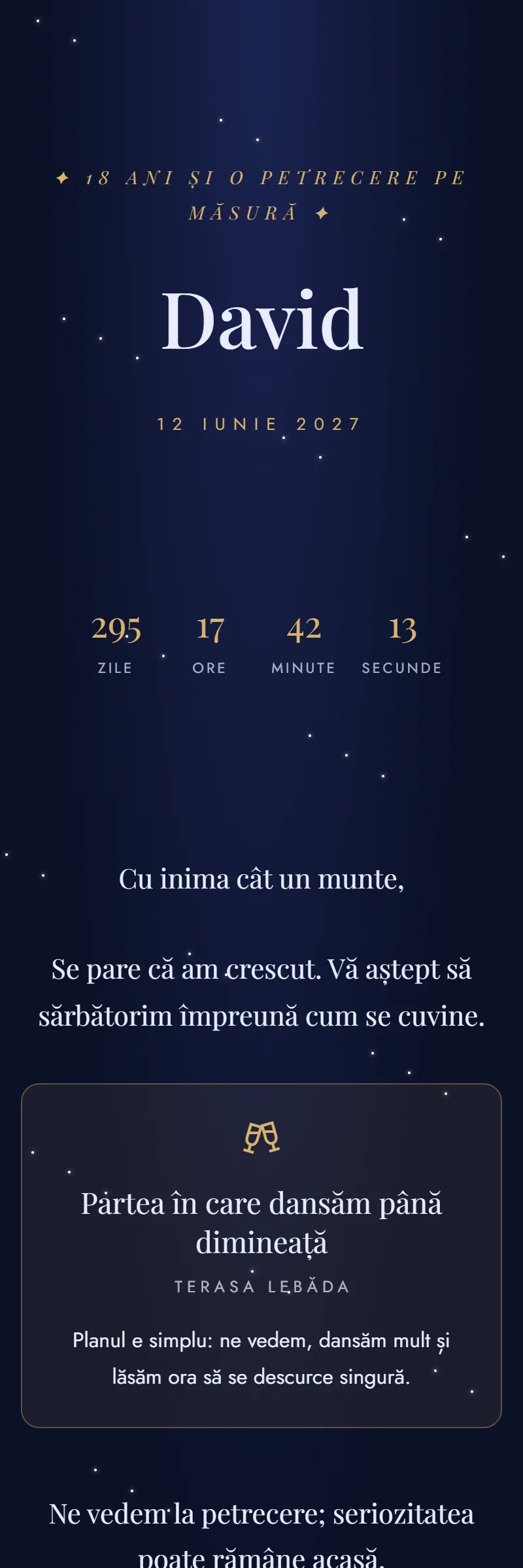 Invitație online de Majorat, modelul Celestă