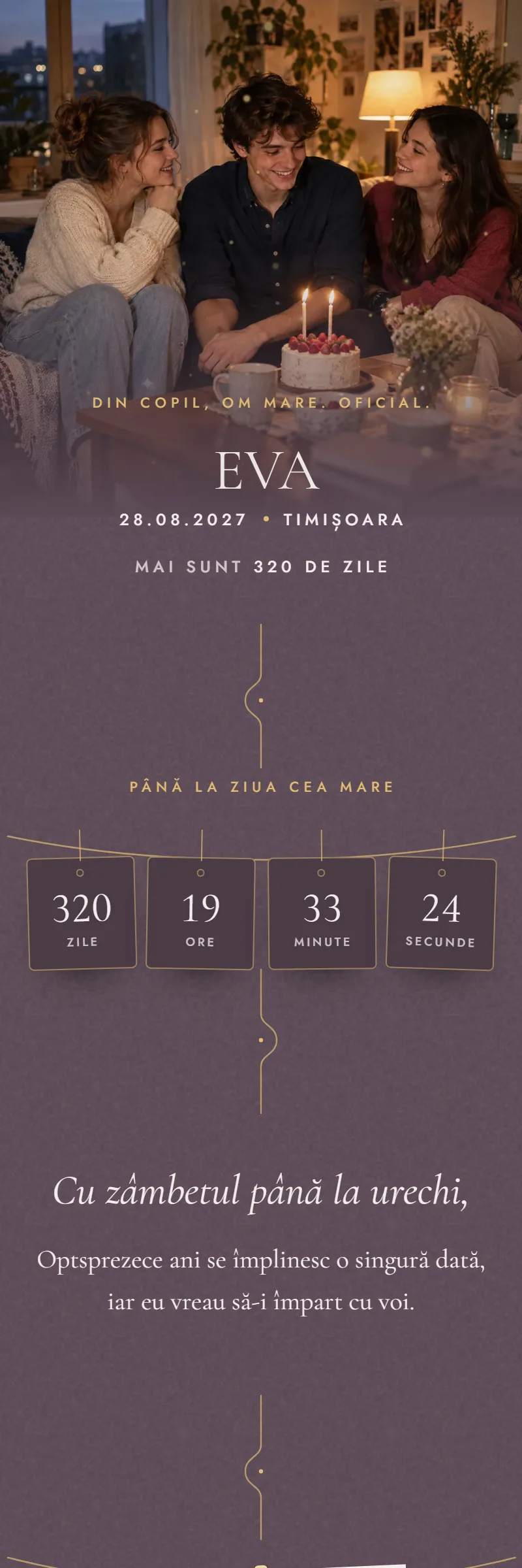 Invitație online de Majorat, modelul File de Poveste