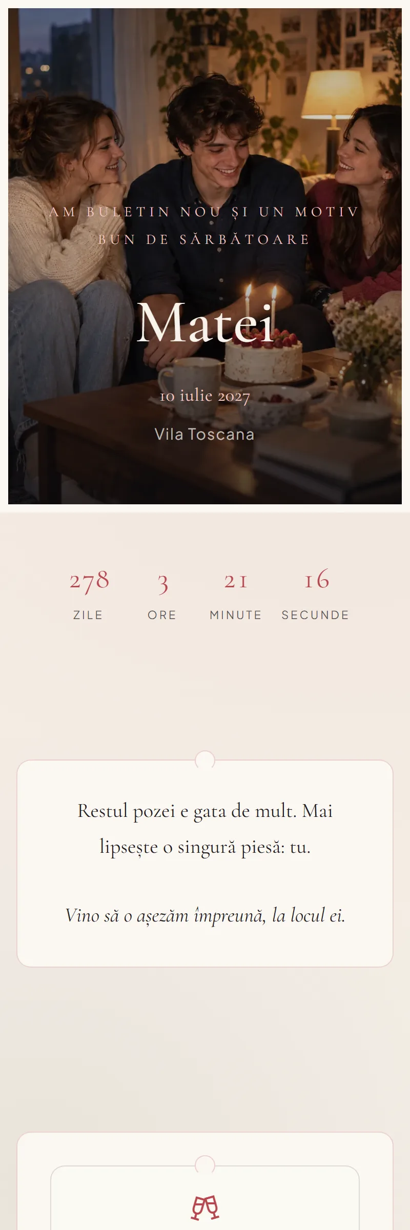 Invitație online de Majorat, modelul Piesa lipsă