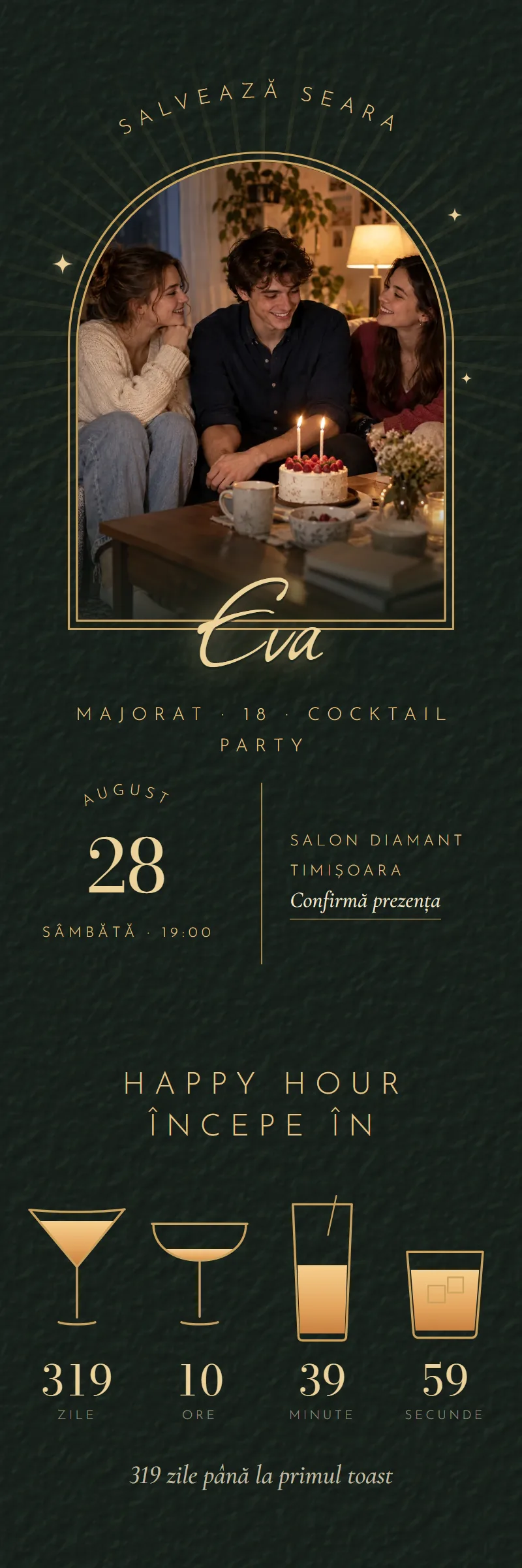 Invitație online de Majorat, modelul Barul de Noapte