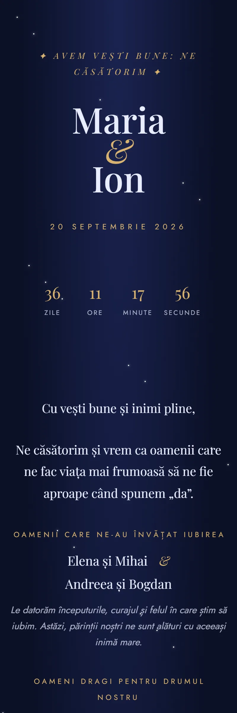 Invitație online de Nuntă, modelul Celestă