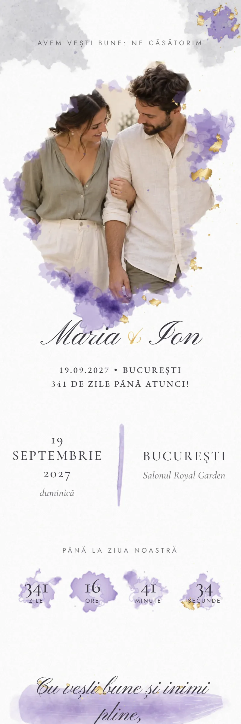 Invitație online de Nuntă, modelul Picătura de Culoare