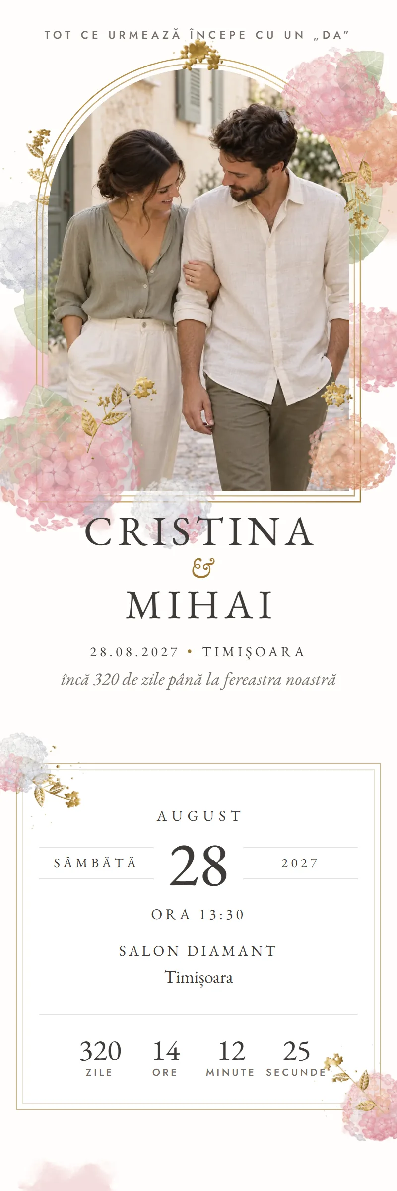 Invitație online de Nuntă, modelul Fereastra din Grădină