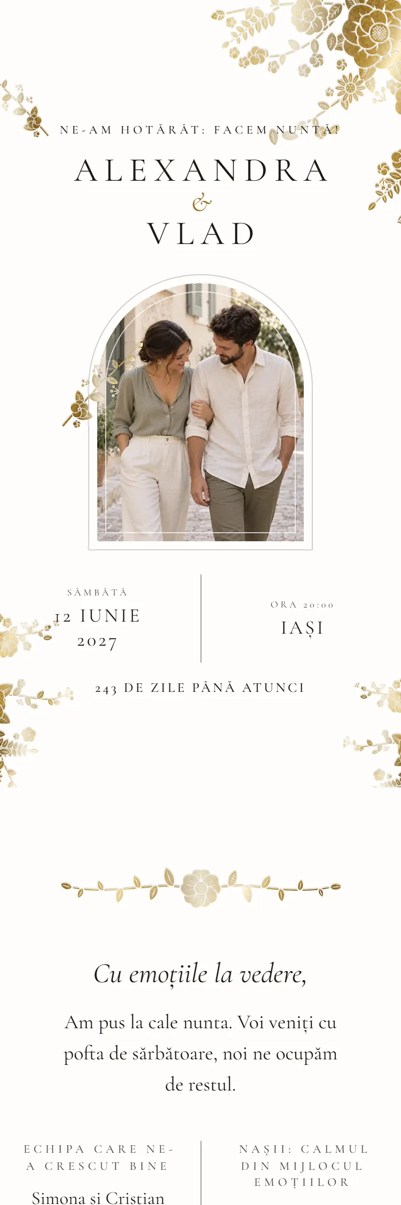 Invitație online de Nuntă, modelul Arcada de Dantelă
