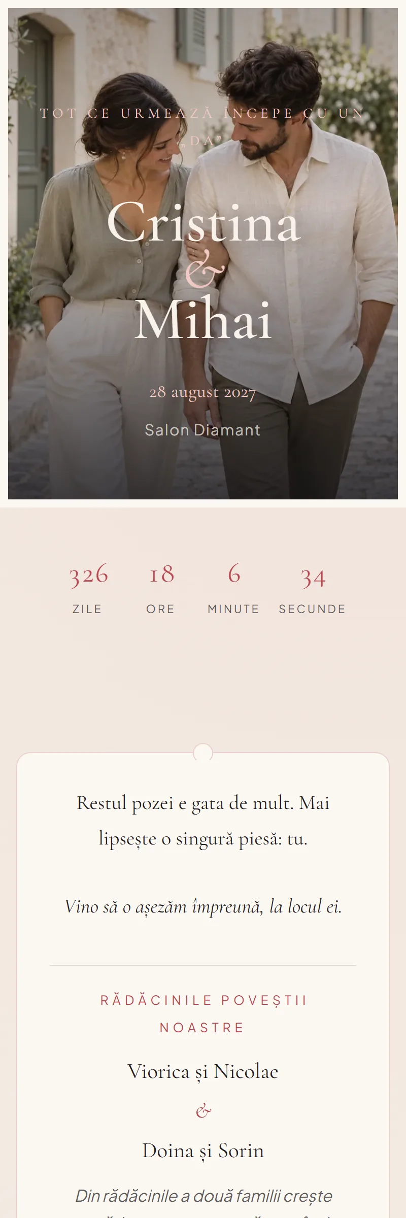 Invitație online de Nuntă, modelul Piesa lipsă