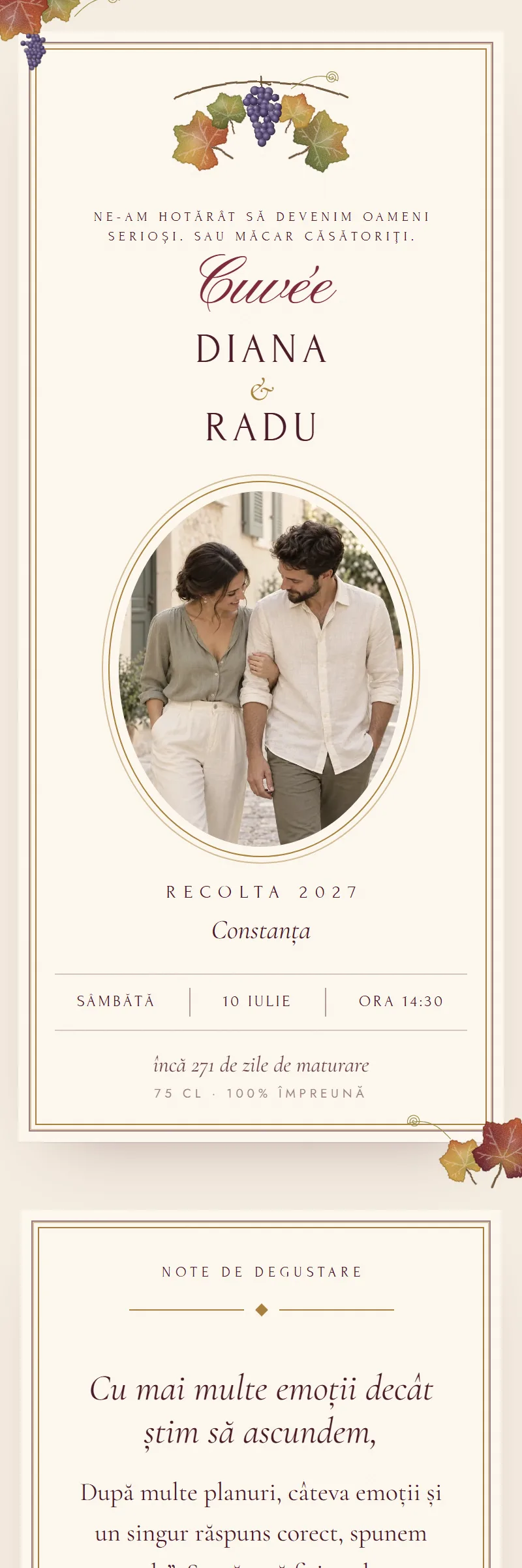 Invitație online de Nuntă, modelul Recolta Noastră