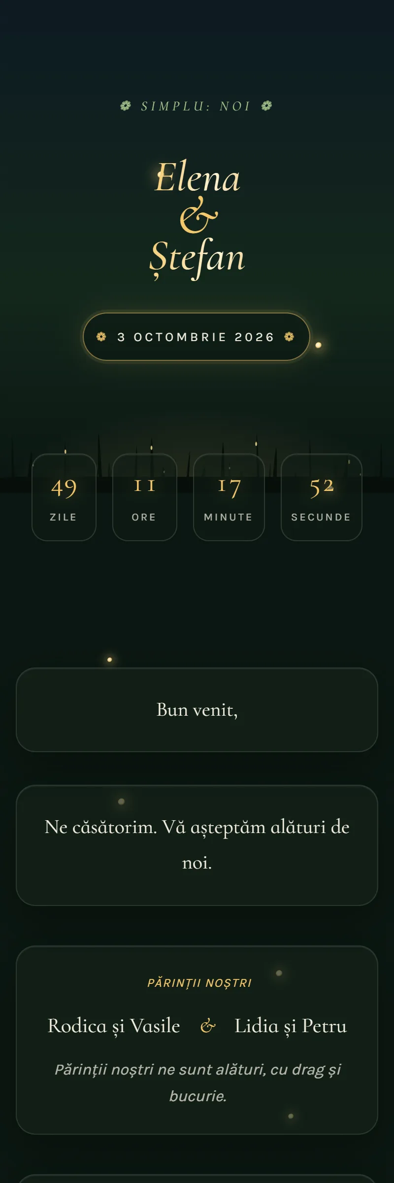 Invitație online de Nuntă, modelul Noaptea de Sânziene