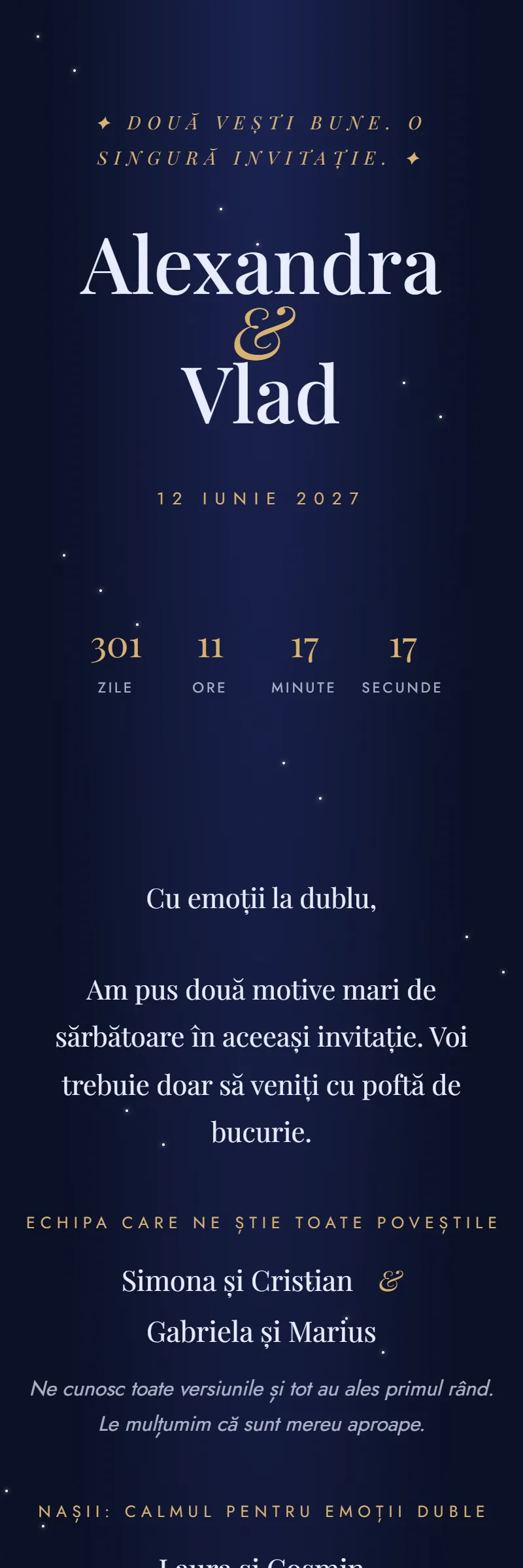 Invitație online de Nuntă & Botez, modelul Celestă