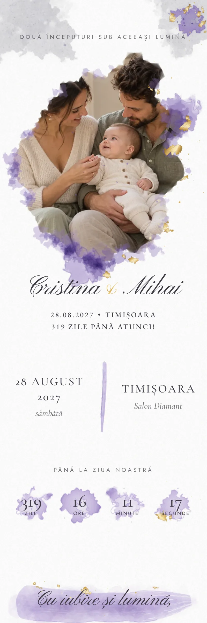 Invitație online de Nuntă & Botez, modelul Picătura de Culoare