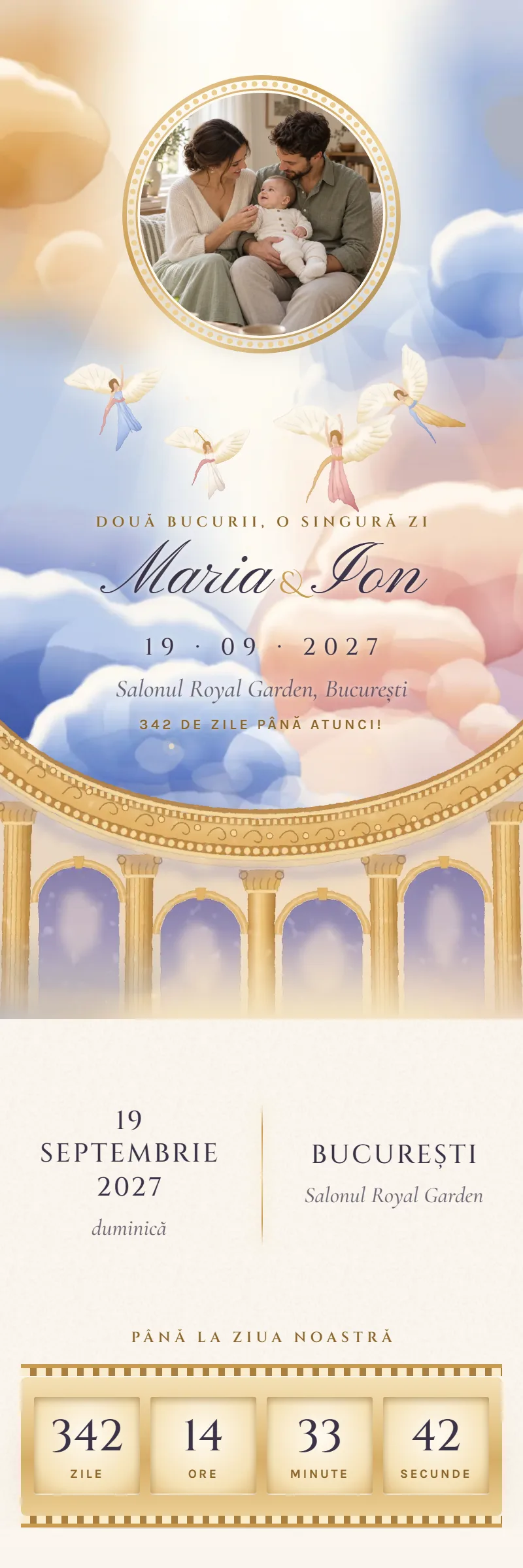 Invitație online de Nuntă & Botez, modelul Cupola de Lumină