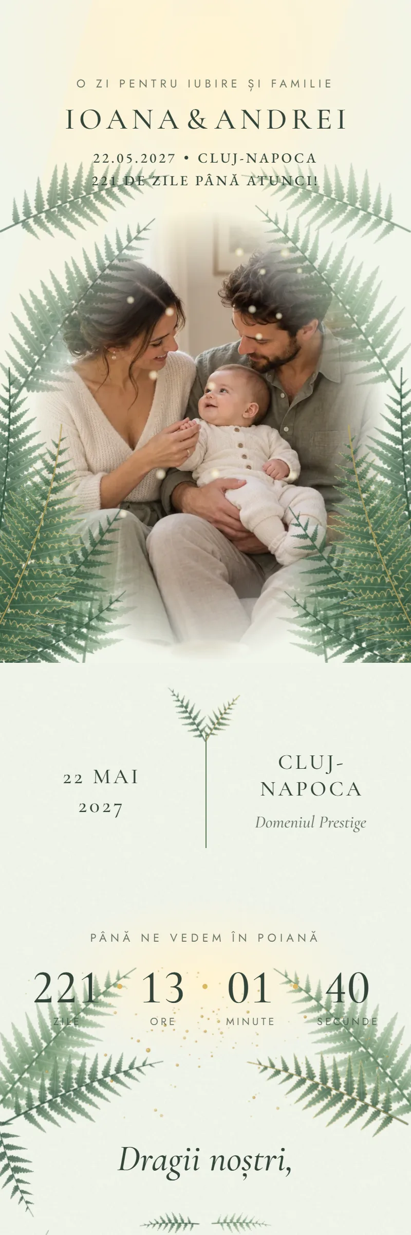 Invitație online de Nuntă & Botez, modelul Luminișul