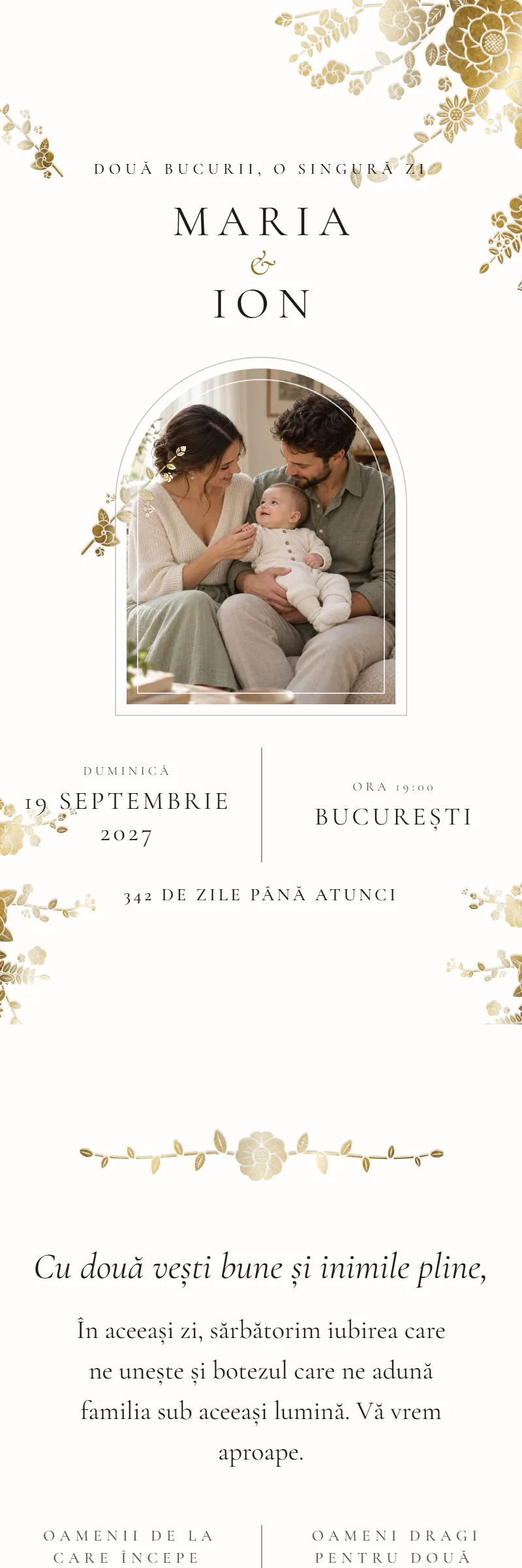 Invitație online de Nuntă & Botez, modelul Arcada de Dantelă