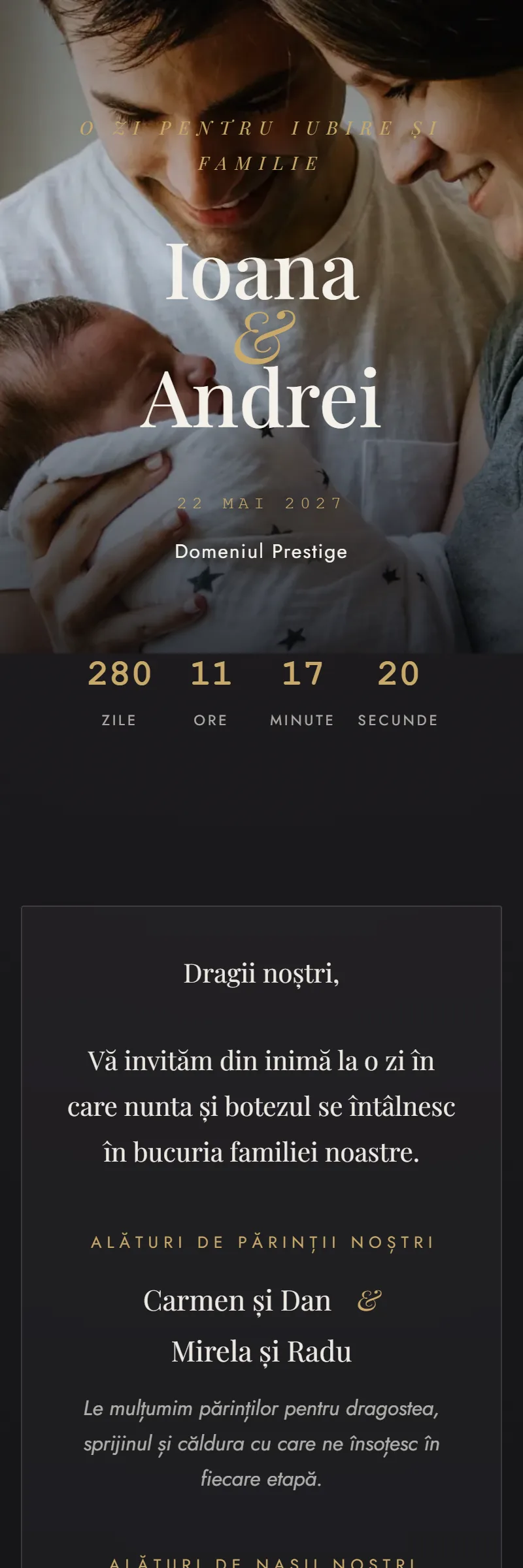 Invitație online de Nuntă & Botez, modelul Lumière